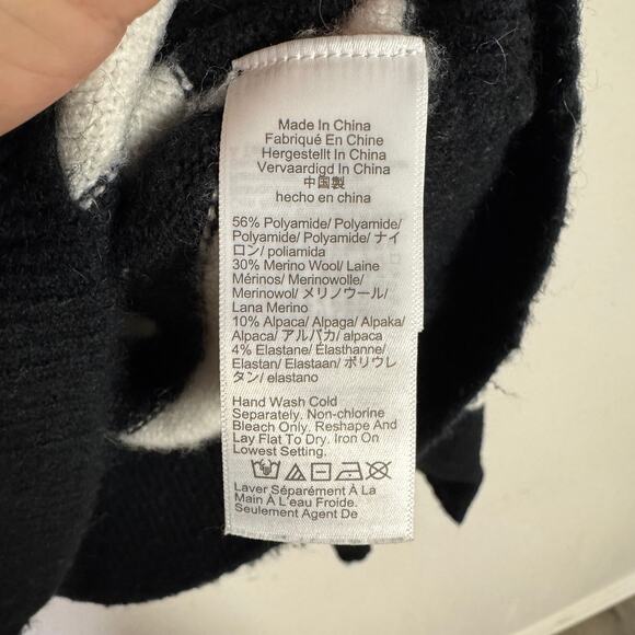 J.Crew Chunky Crewneck Sweater WMNS S Black White Merino Wool Alpaca Blend Knit - Picture 5 of 6